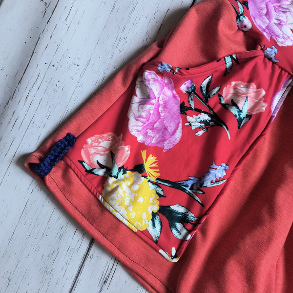 Orange/Red Floral- S/M