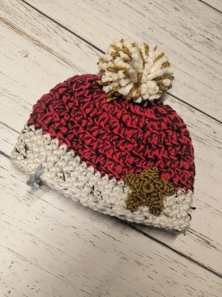 Orange/Red Star Hat- 2-5 Years