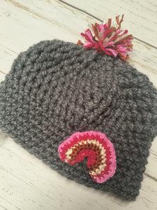 Grey/Pink Rainbow Hat- 2-5 Years